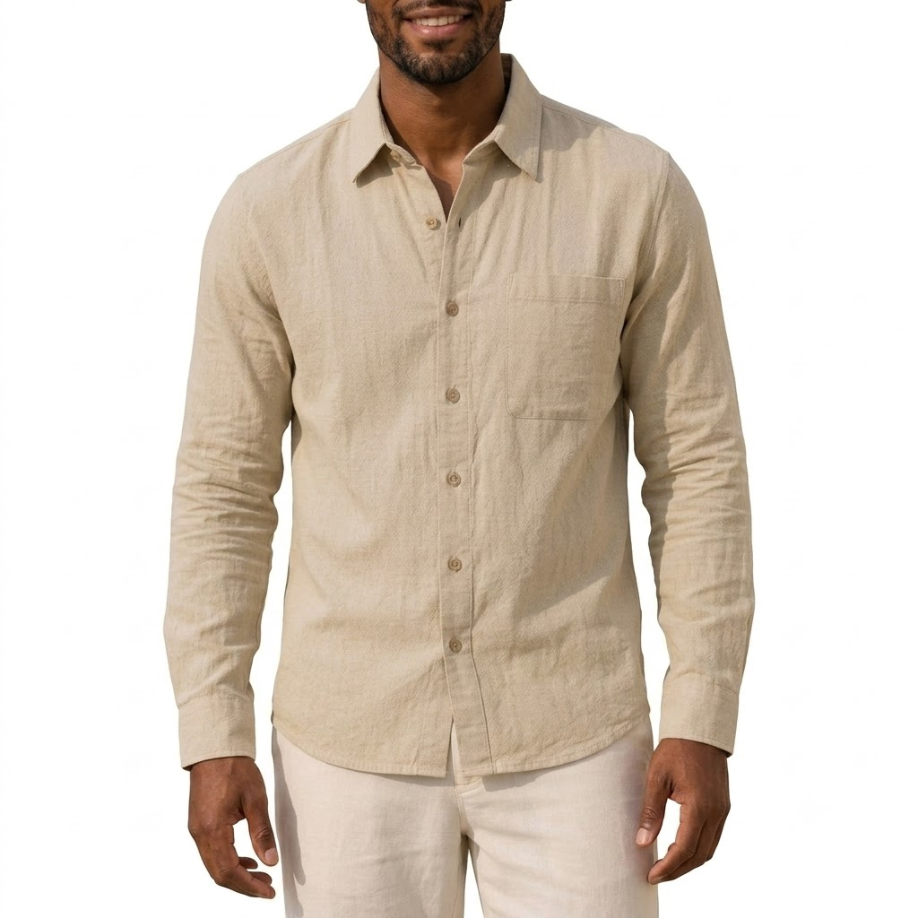 Chemises en coton et lin de luxe pour hommes, chemises décontractées, chemises légères à manches longues, chemises Henley, chemises de plage hawaïennes pour hommes, tee-shirts d'automne