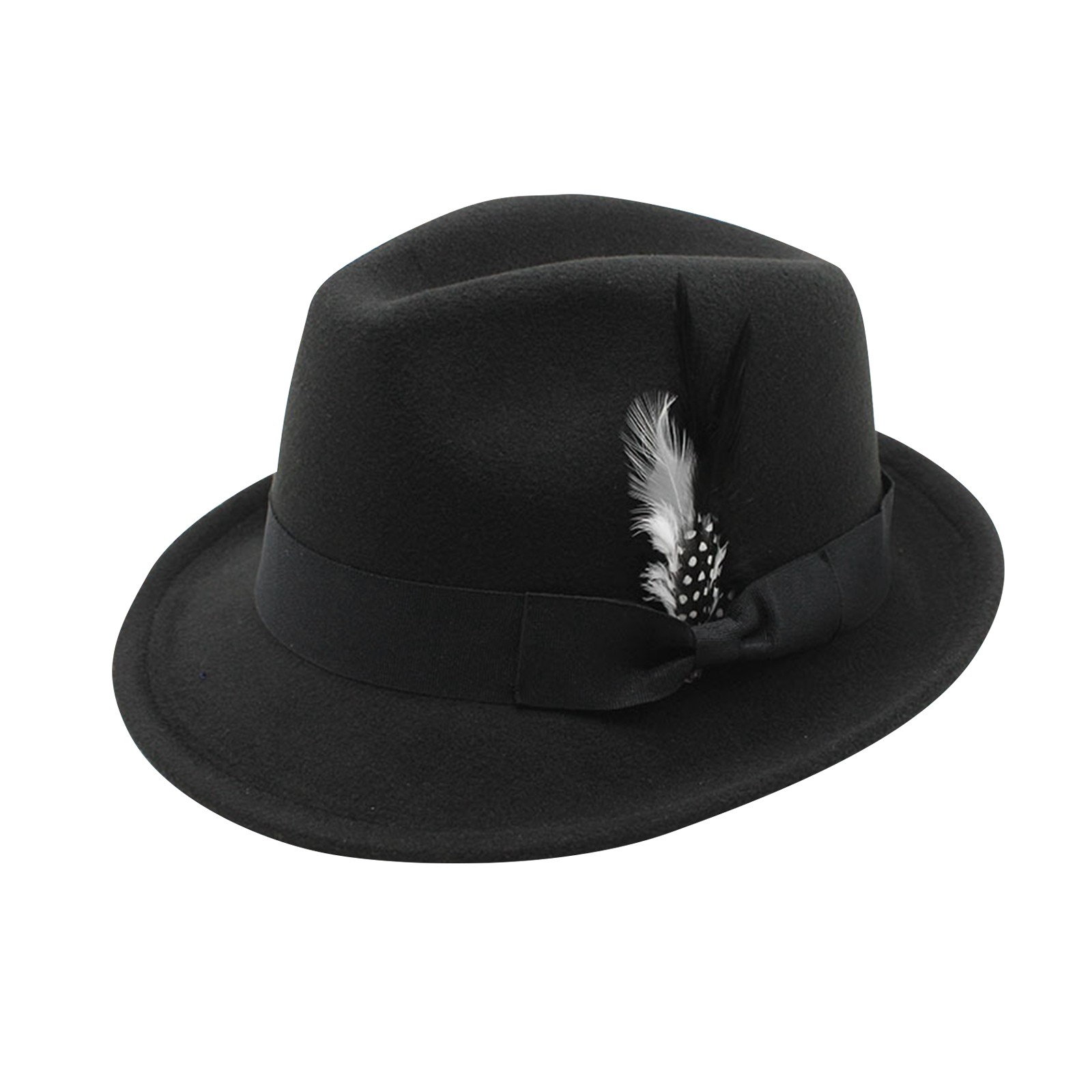 Hommes haut-de-forme hiver automne élégant plume feutres chapeau hommes réglable Jazz doux laine chapeau vacances fête carnaval Dirndl casquette