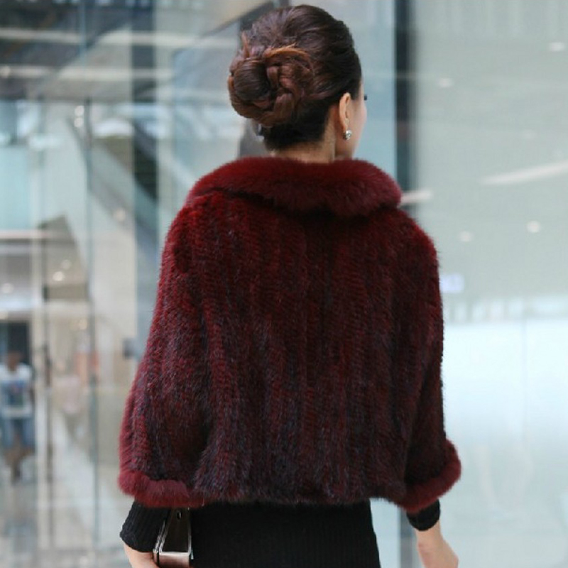 Nouveau Poncho en vraie fourrure de vison tricoté 100% naturel véritable fourrure de vison châle col en fourrure de renard naturel Pashmina automne hiver écharpes en fourrure de vison