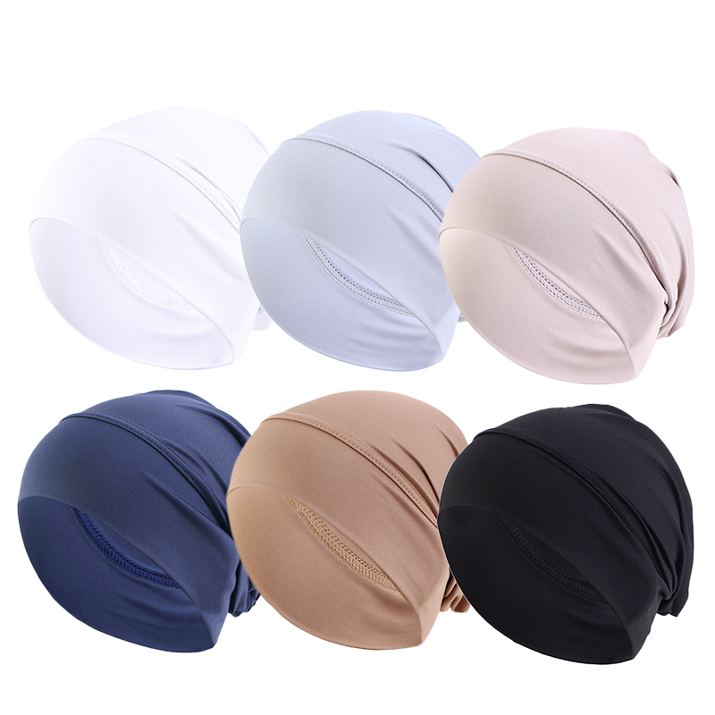 6 pièces/lot musulman Hijab casquettes solide femmes Hijab musulman écharpe Turbans prêt à porter islamique femmes Hijabs chapeau Turbante Mujer chapeau