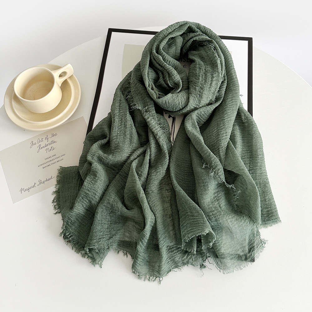 Femmes coton lin écharpe châle Hijab musulman Long foulard foulards bandeau solide foulards femme plaine foulard