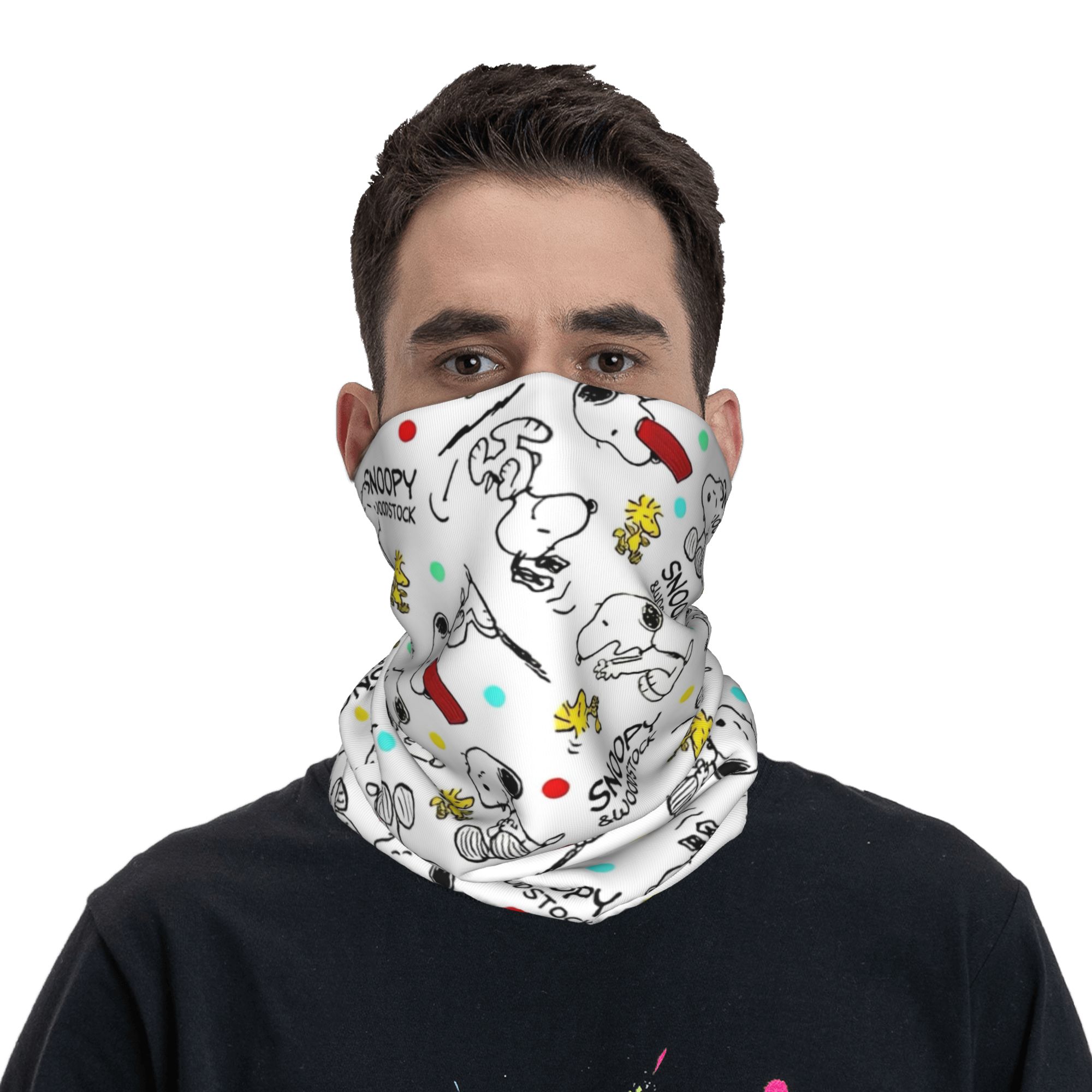 Snoopys Woodstock Bandana Neck Gaiter – Masque imprimé de dessin animé, écharpe, bandeau multifonctionnel, pour sports de plein air, unisexe, coupe-vent pour adultes