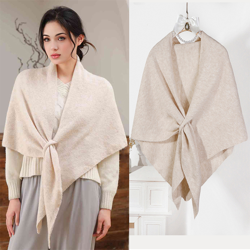 Écharpe triangulaire d'automne et d'hiver, nouveau foulard pour femmes, châle triangulaire en laine mélangée, épaissi et tricoté pour épaules chaudes.