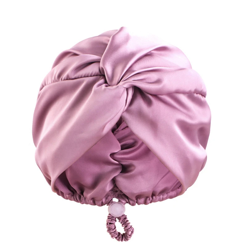 Bonnet Turban en soie de couleur unie pour femmes, Bonnet de nuit doux en Satin, soins capillaires, foulard, couvre-chef torsadé réglable