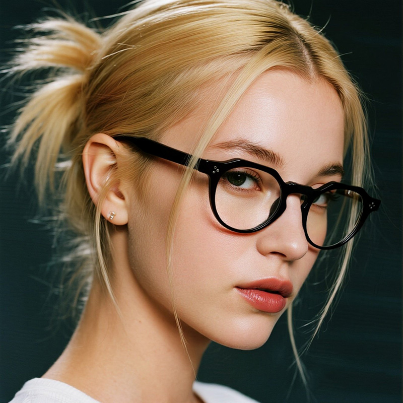 Monture de lunettes optiques de marque de styliste, monture ronde rétro élégante en acétate, Design à rivets, plusieurs couleurs disponibles, lentille transparente
