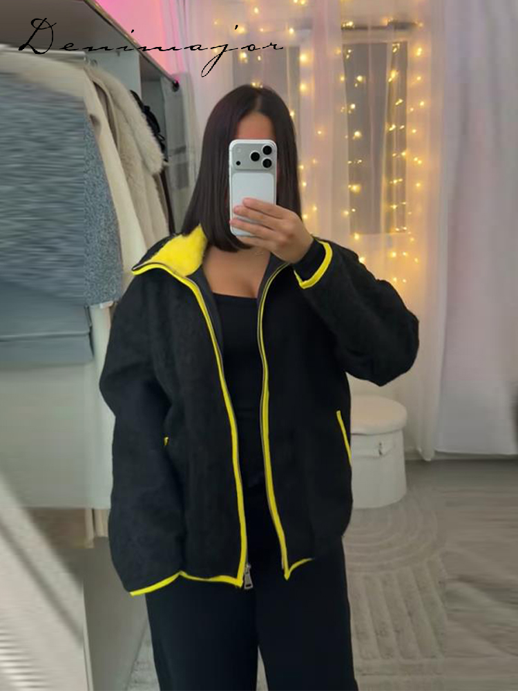 Manteau court en laine pour femme, décontracté, ample, revers, simple boutonnage, manches longues, veste épaisse, automne hiver, dame élégante, Streetwear, 2025