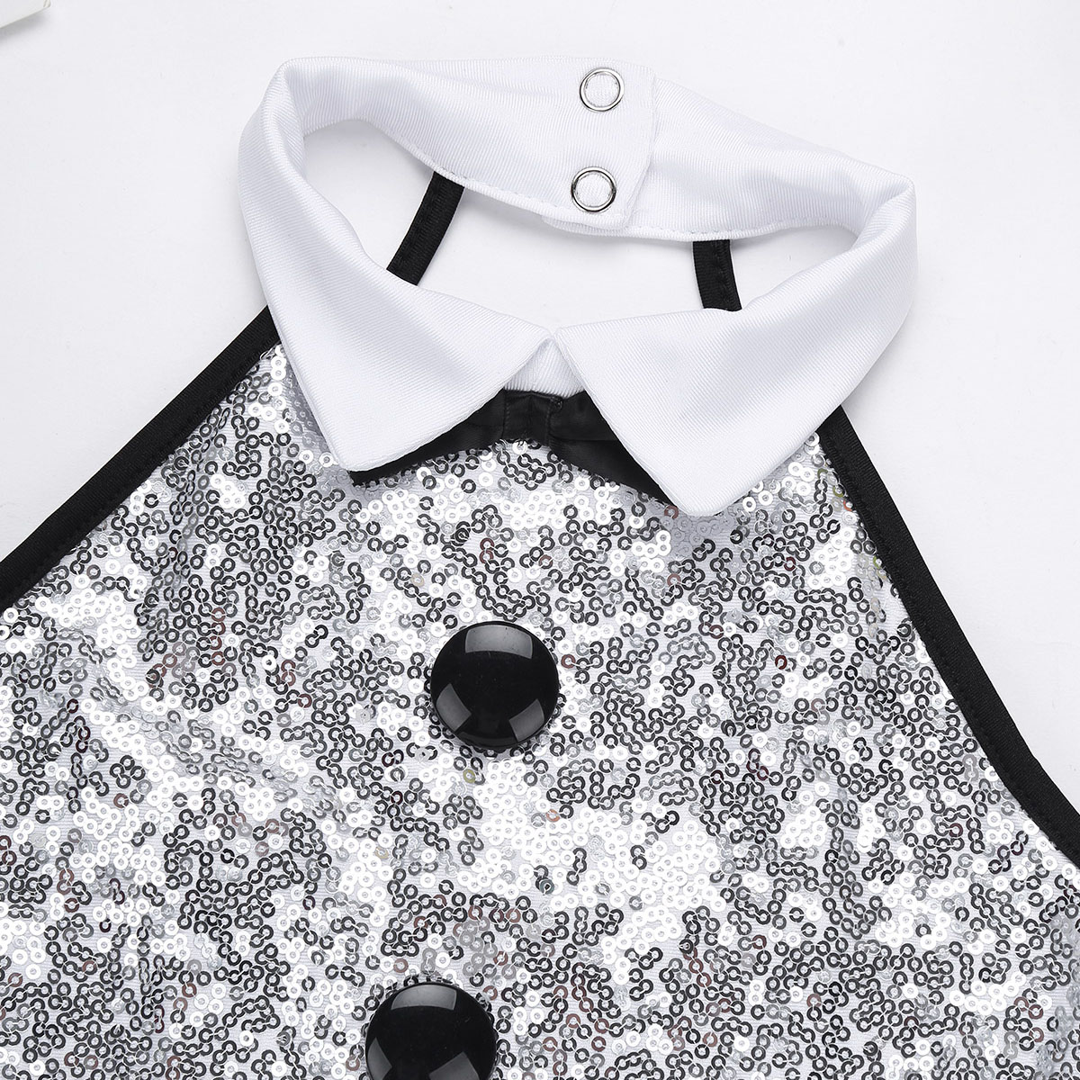 Robe Tutu de Ballet de smoking avec nœud papillon pour enfants filles, tenue de bal féerique, col licou, justaucorps à paillettes, Costume de danse moderne de Jazz latin