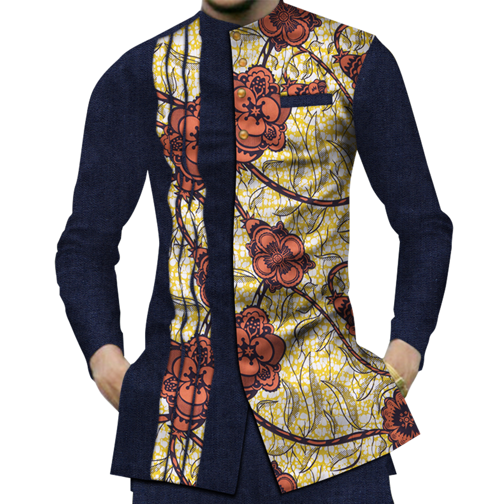 Chemise à imprimé patchwork Dashiki pour hommes, vêtements traditionnels africains décontractés, 100% coton, Y-Bazin Riche, WYN380