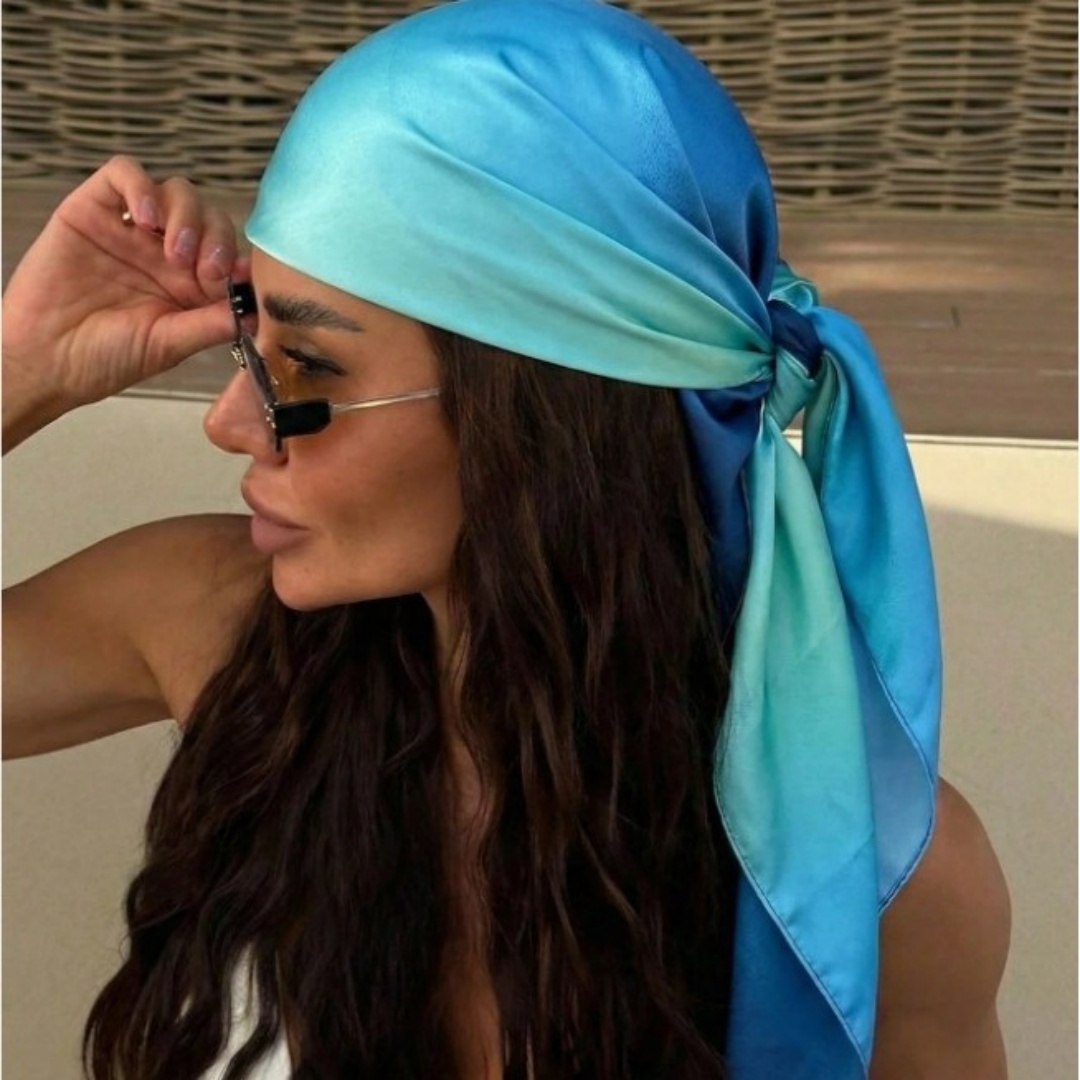 Foulard carré en satin de soie 90x90cm pour femme, châle, bandeau, couvre-chef, hijab, bandana