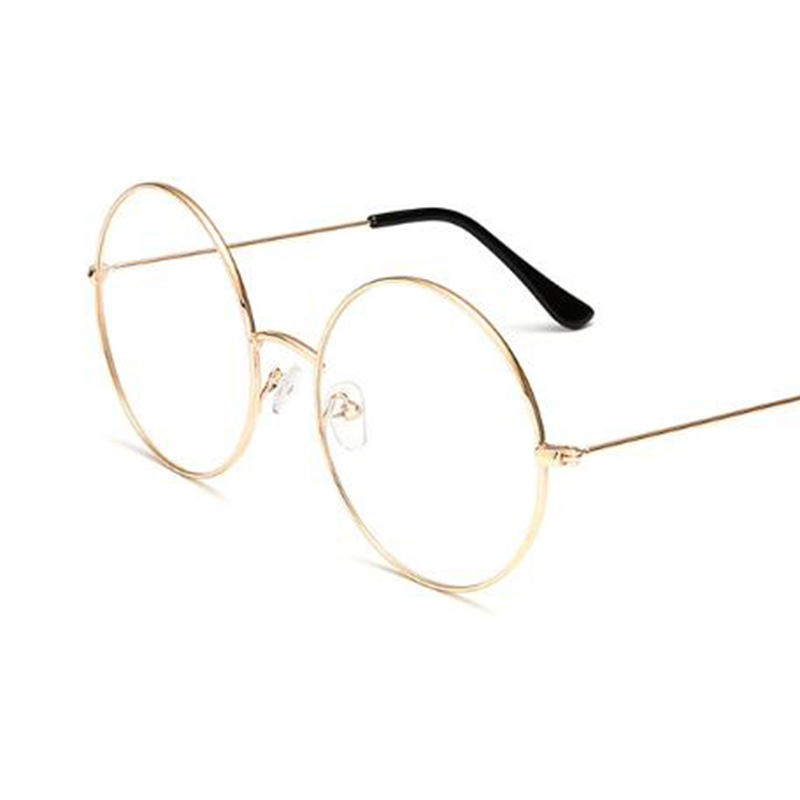 Grandes montures de lunettes rondes transparentes pour femmes, montures optiques en métal avec verres transparents, montures de lunettes de mode pour myopie.