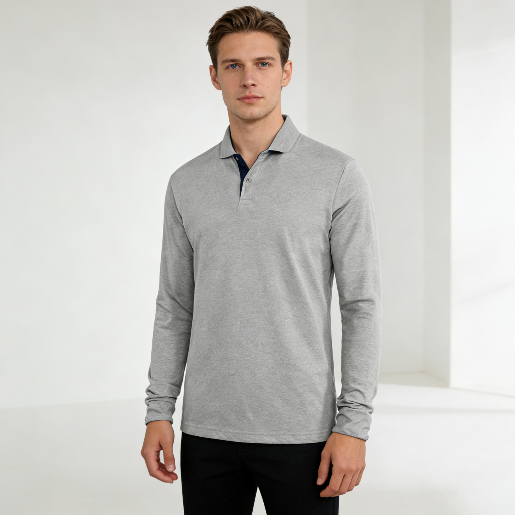 T-shirts à manches longues 95% coton pour hommes, vêtements décontractés de marque, t-shirts tendance, t-shirts noirs et blancs, polos pour hommes