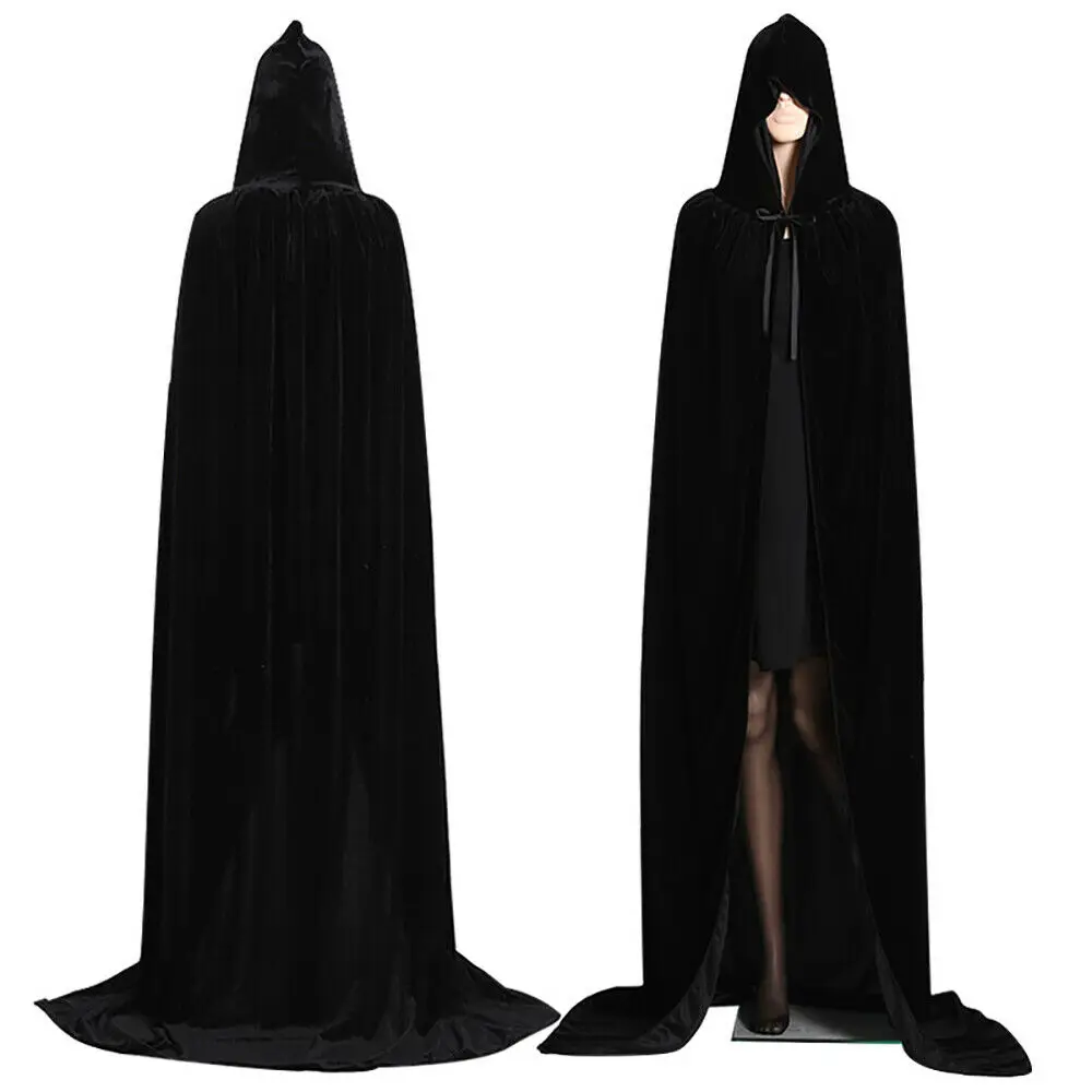 Costumes de cosplay gothiques à capuche pour hommes et femmes, Everak Witch, Vampires, Grim Reaper Capes, Velvet Robe, Rave Mask, Tim ade Party, Halloween