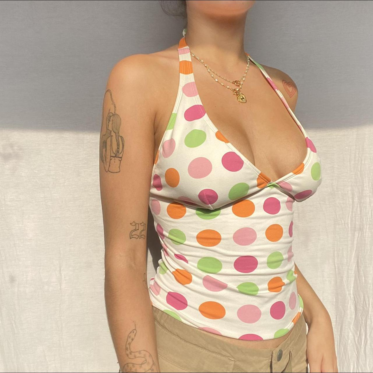 Débardeur imprimé à pois pour femmes, col licou, gilets décontractés, dos nu, mode, hauts sans manche, Streetwear, été