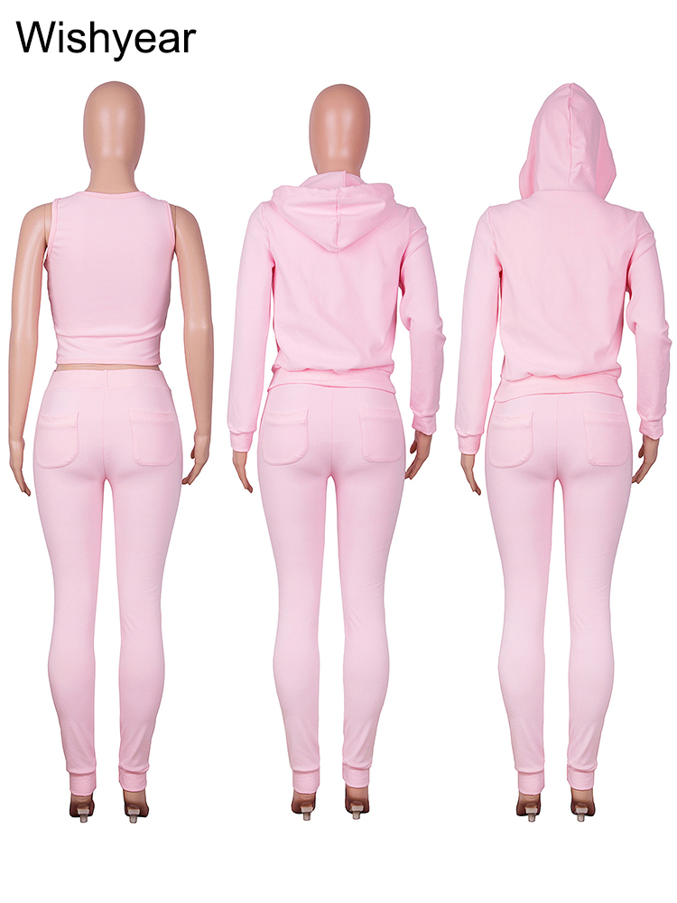 Survêtement 3 pièces pantalon ensemble femmes vêtements velours gilet + sweats à capuche vestes + pantalons de survêtement tenue automne hiver survêtements survêtement costumes nouveau