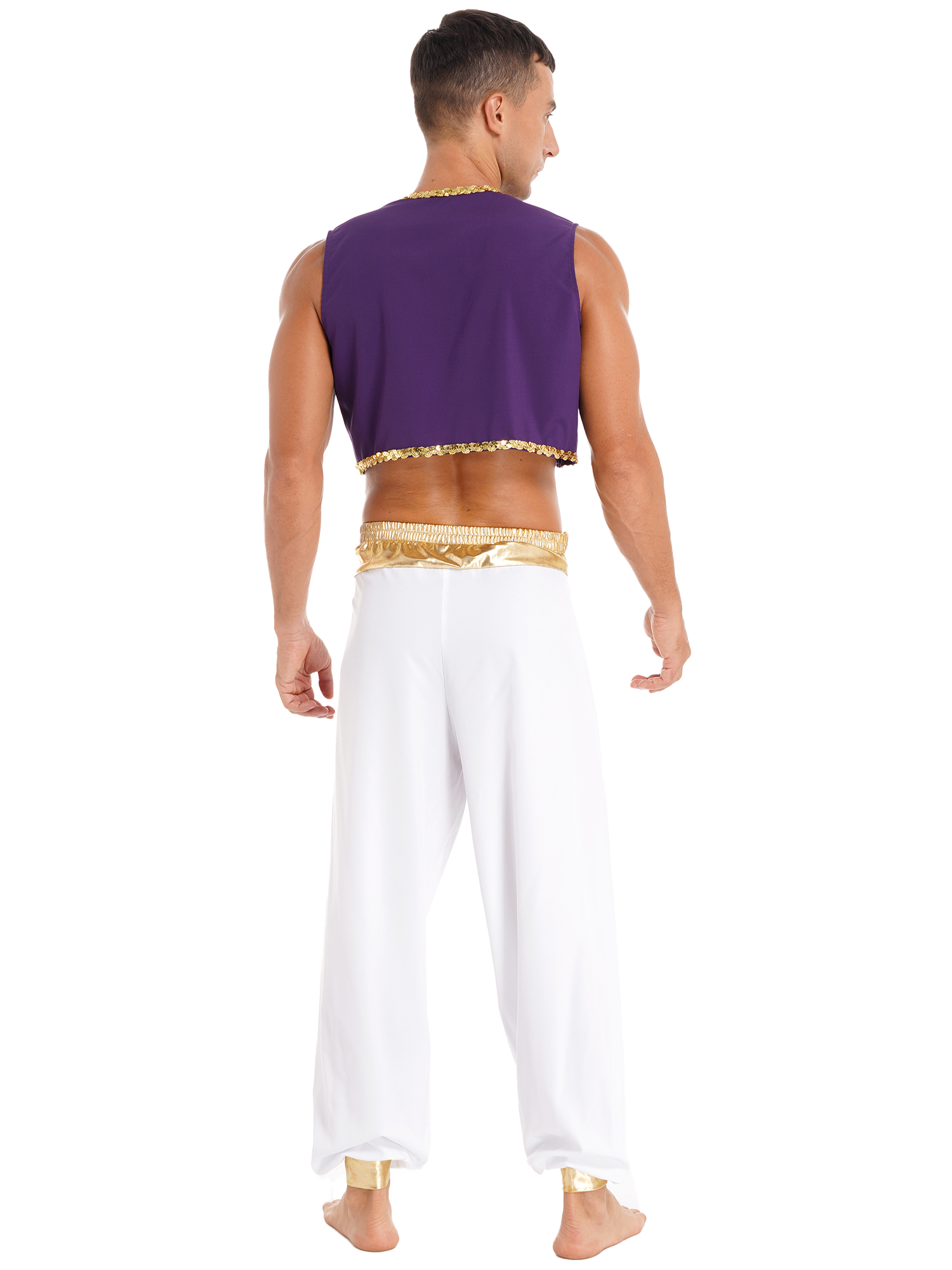 Costume de Prince Arabe Aladin pour Homme, Vêtement Cosplay, Gilet, Pantalon Sarouel Trempé, Tenues de Scène, ixà Thème d'Halloween, Carnaval