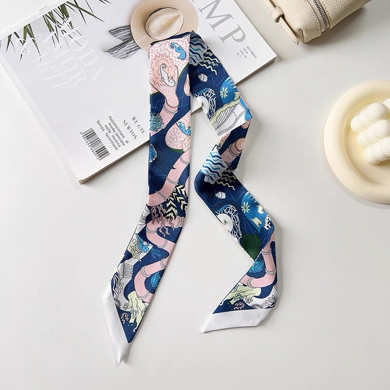 Écharpe à longue bande pour femmes, nouveau Design, sac à main polyvalent, poignée, ruban enveloppant, décoration, bandeau pour cheveux, cadeau imprimé du monde sous-marin
