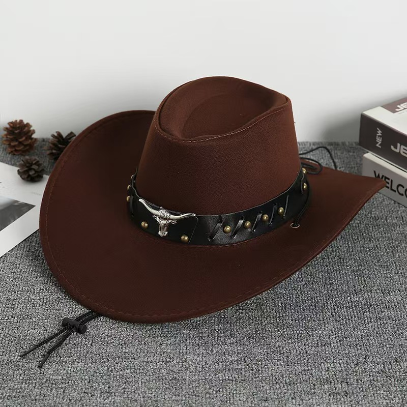 Nouveau chapeau de cowboy de style occidental pour hommes et femmes rétro chapeau de gentleman à large bord chapeau de jazz de cow-girl chapeaux de soleil à la mode d'été