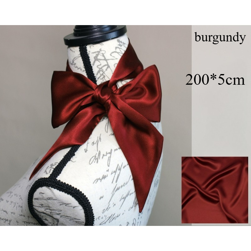 Écharpe de cou 100% Soie de Mûrier 200*5CM, Foulard fin en soie, Bandeau pour cheveux, Ruban pour sac, Bandeaux DIY