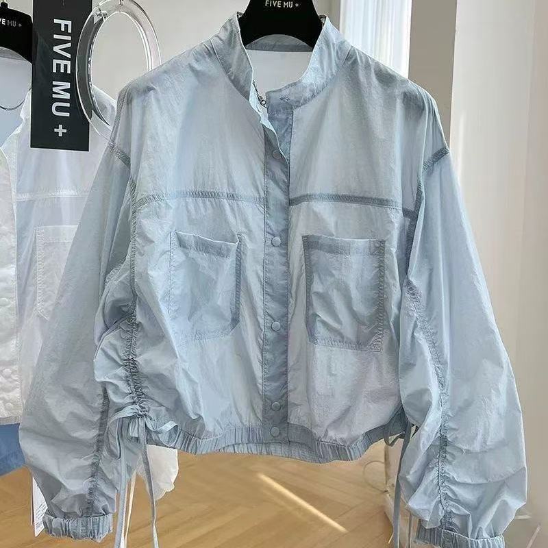 Nouvelle Veste Femme 2026 Printemps Automne Fine Anti-UV Coupe Ample Style Baseball Col Montant Trench-Coat Coupe-Vent