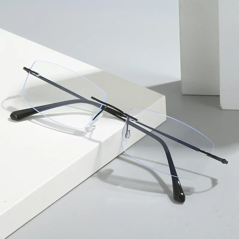 Lunettes de myopie sans monture en métal Vintage rétro hommes d'affaires lunettes de vue de près fini Prescription dames moins lunettes dioptrie