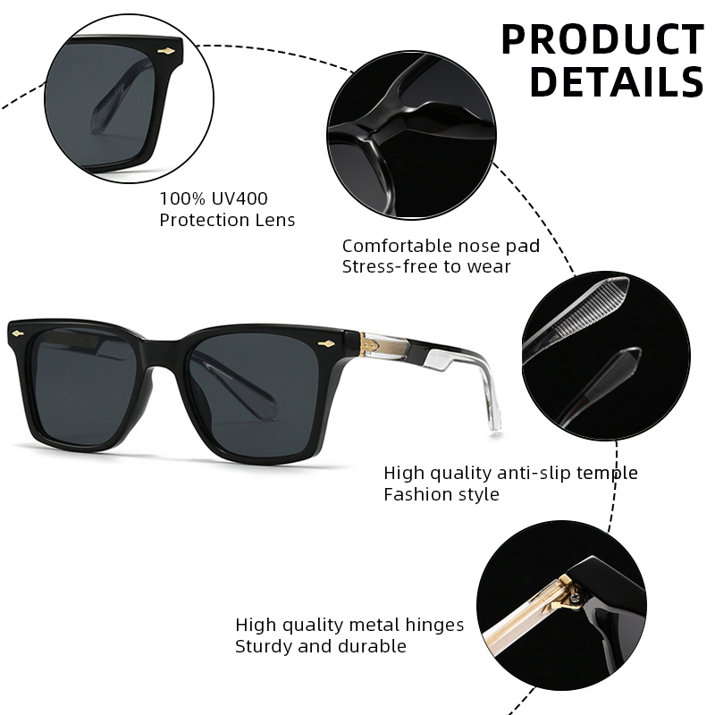 Lunettes de soleil carrées de luxe pour hommes et femmes, rétro, pour affaires, pour la conduite quotidienne, les voyages, UV400