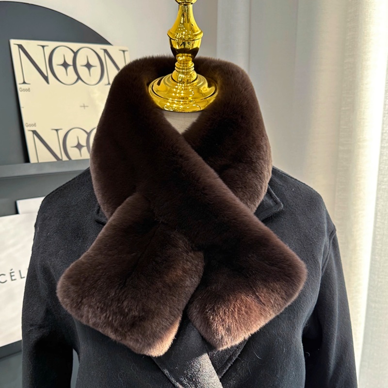 MS.MinShu-Écharpe en fourrure de lapin Rex double face pour femme et homme, cache-cou, doux, épais, hiver, 100% réel