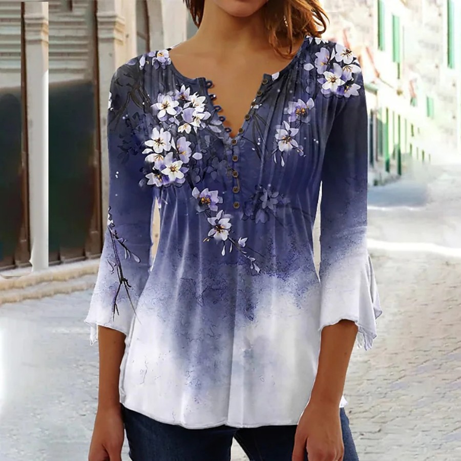 Chemise femme élégante décontracté mode tempérament Blouse chemise imprimée femme haut de rue