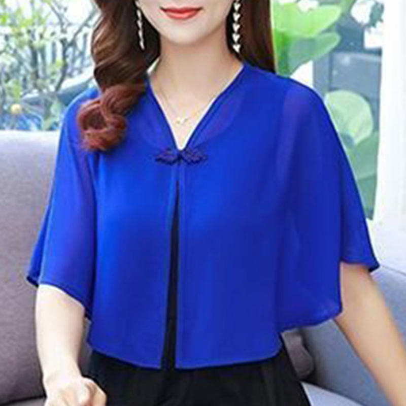 Petite écharpe en mousseline de soie pour femmes, robe d'été, coupe ample, gilet court, léger, Protection solaire, veste Cardigan, vêtements d'extérieur polyvalents