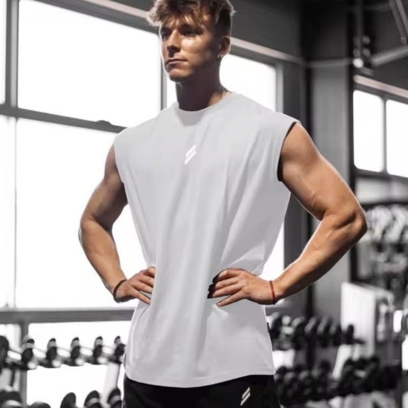Nouveau débardeur de sport d'été pour hommes, respirant, ample, en maille, sans manches, séchage rapide, vêtement de fitness masculin