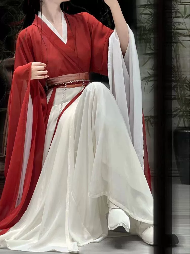 WeiJin – robe Hanfu rouge de la dynastie, vêtements traditionnels chinois pour femmes, Costumes de danse de princesse Cospaly de scène rétro