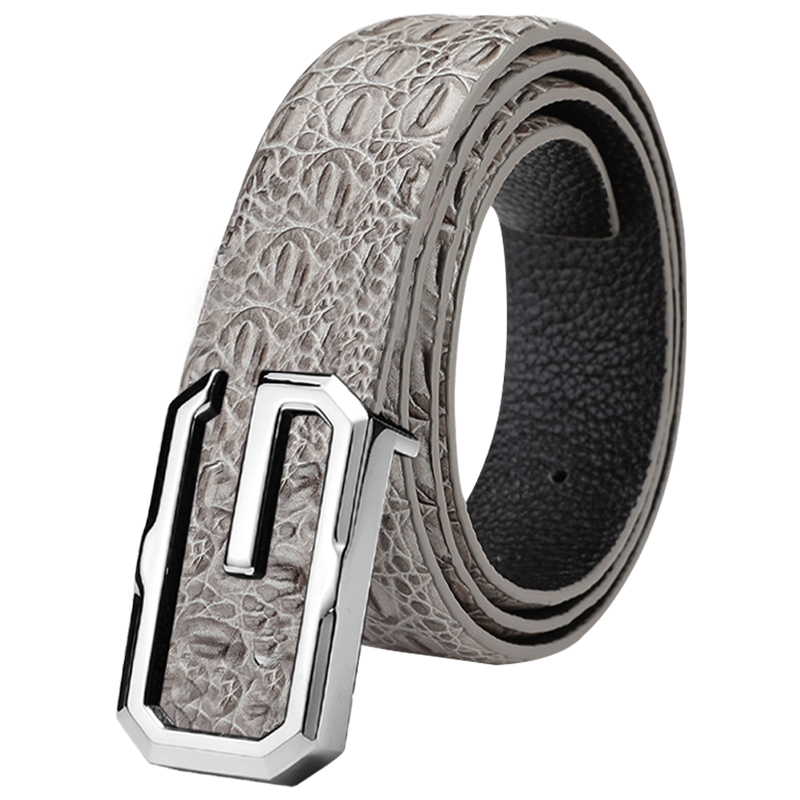 Ceinture g en cuir véritable pour homme, accessoire de luxe, de bonne qualité, classique, gris, décontracté