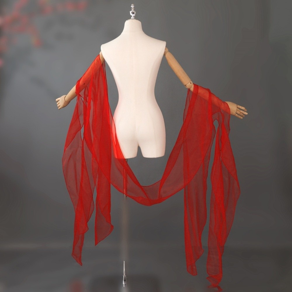 Élégant châle en tulle et dentelle féerique, style chinois ancien, manches aquatiques, accessoires Hanfu pour danse et cosplay