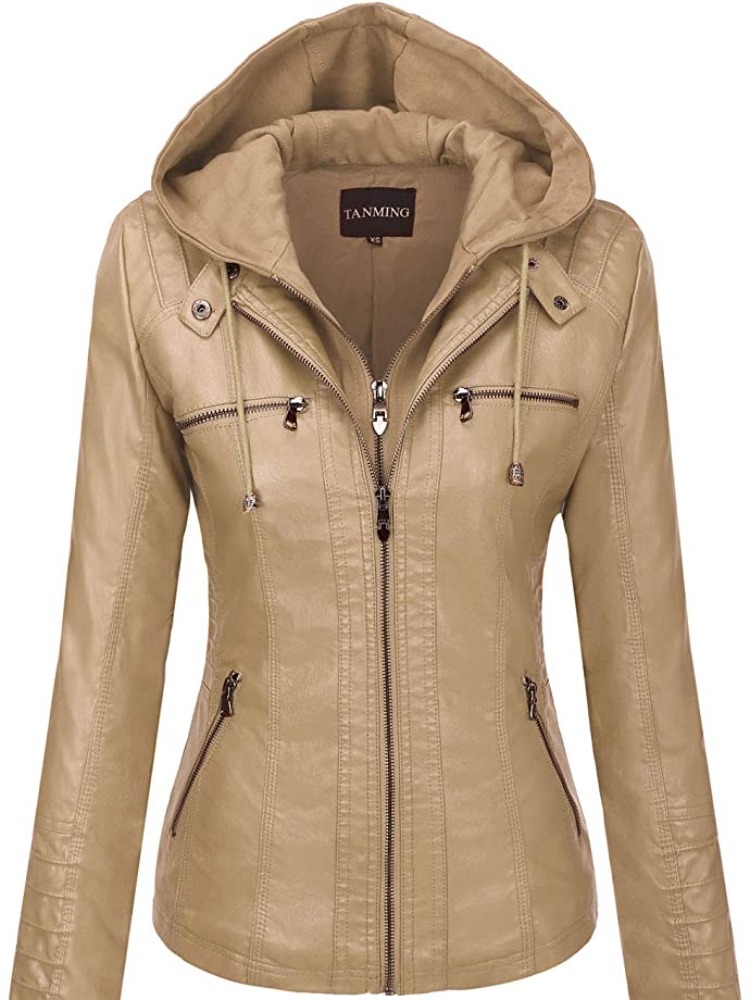 Veste en cuir à capuche ensemble deux pièces veste en cuir amovible de grande taille pour les femmes printemps automne vêtements d'extérieur femmes en cuir lavé Pu