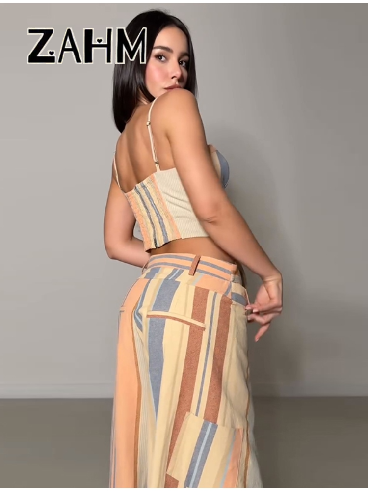 Ensemble jupe et haut à pois sexy pour femme, débardeur à volants et col bateau, jupe plissée taille empire, tenue de plage pour les vacances d'été 2026