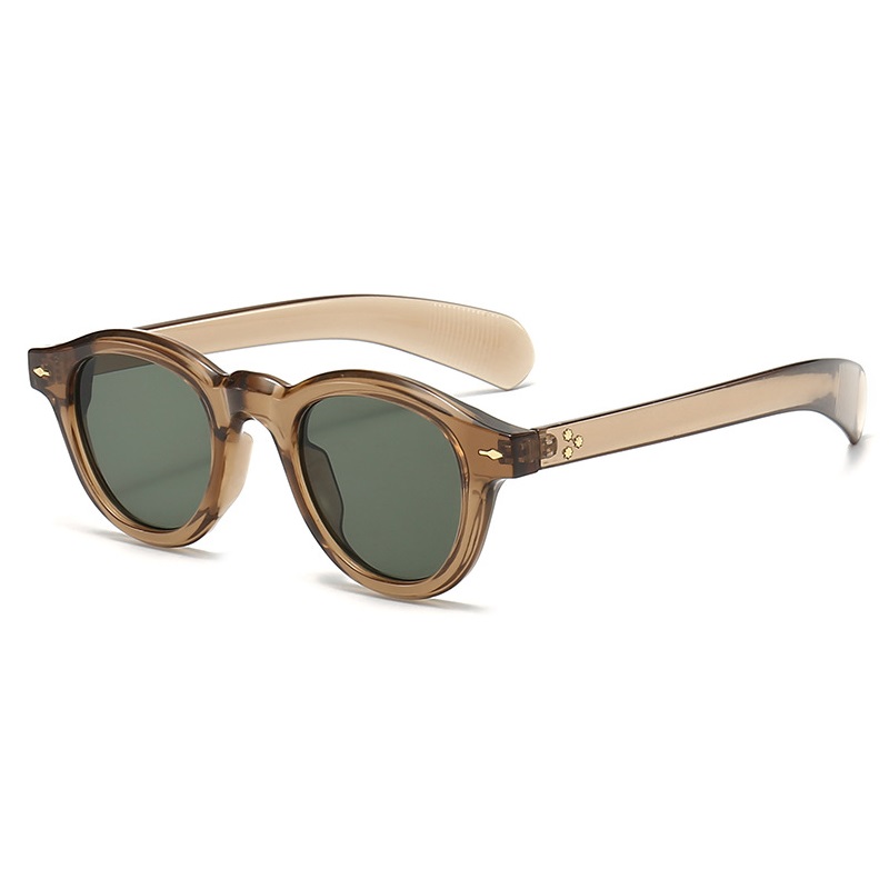 Mode petites lunettes de soleil rondes femmes rétro clair océan lentille nuances UV400 hommes Rivets Punk lunettes de soleil
