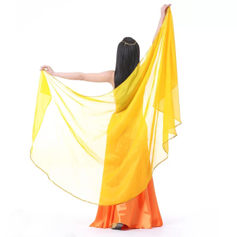 Accessoires de danse du ventre pour femmes, voile en mousseline de soie, châle léger, voile en soie, demi-cercle, Costume lancé à la main, Costume de spectacle de danse