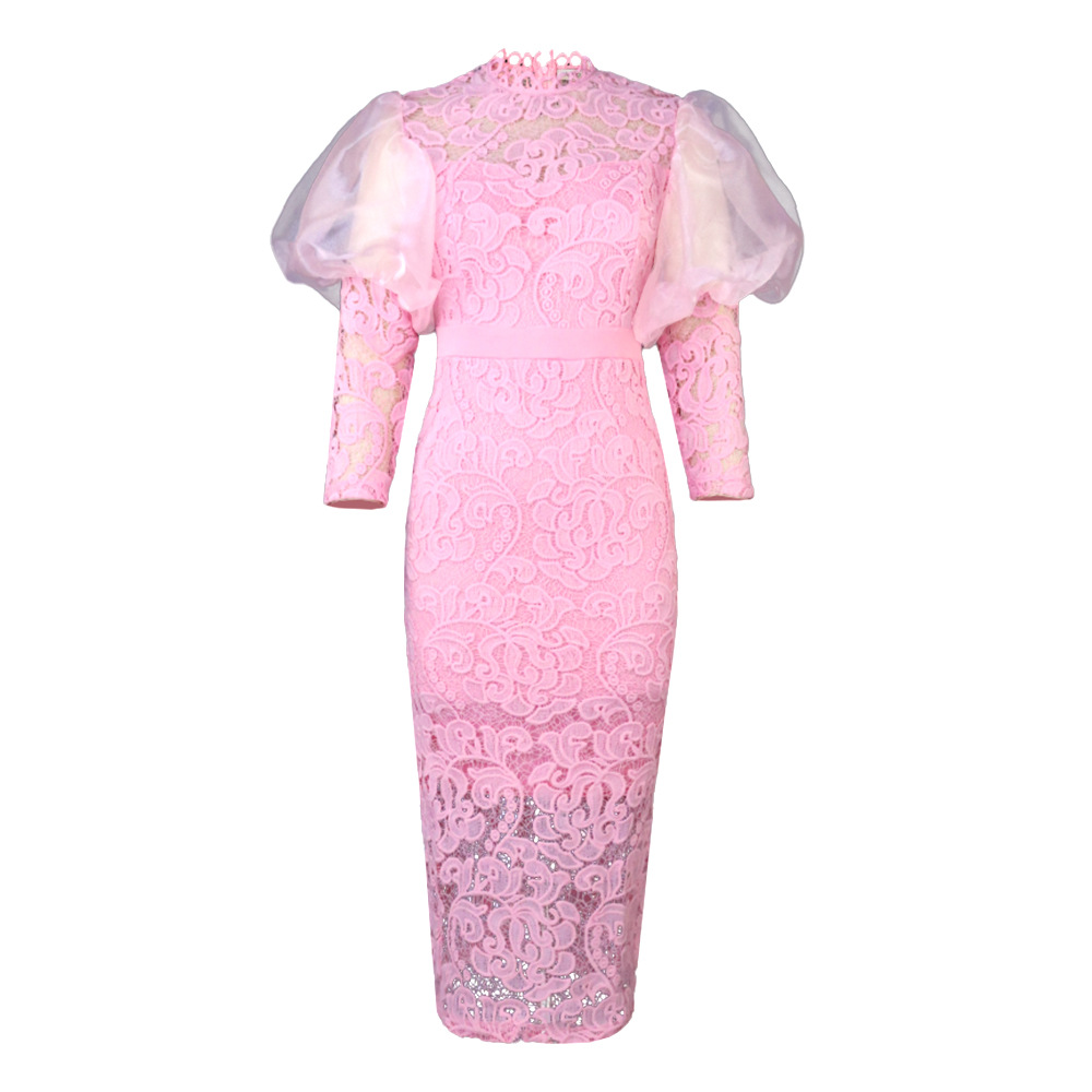 Robe de soirée en dentelle pour femmes, tenue de mariage, élégante, manches 2023, longue, dashiki, été 3/4