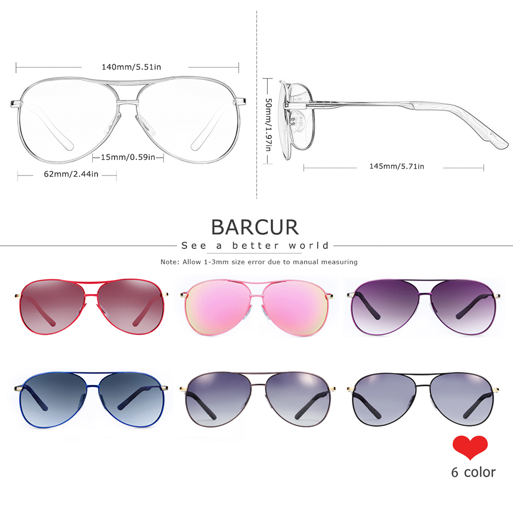 BARCUR hommes dégradé femmes lunettes de soleil polarisées lunettes de soleil pour hommes pilote