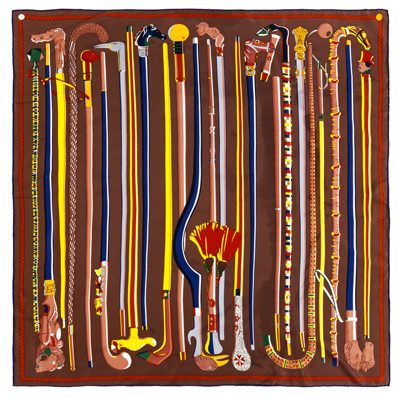 Écharpe carrée de luxe pour femme, design de sceptre, foulards en sergé, enveloppes, bandana roulé à la main, foulards bouclés, hijabs, 90cm