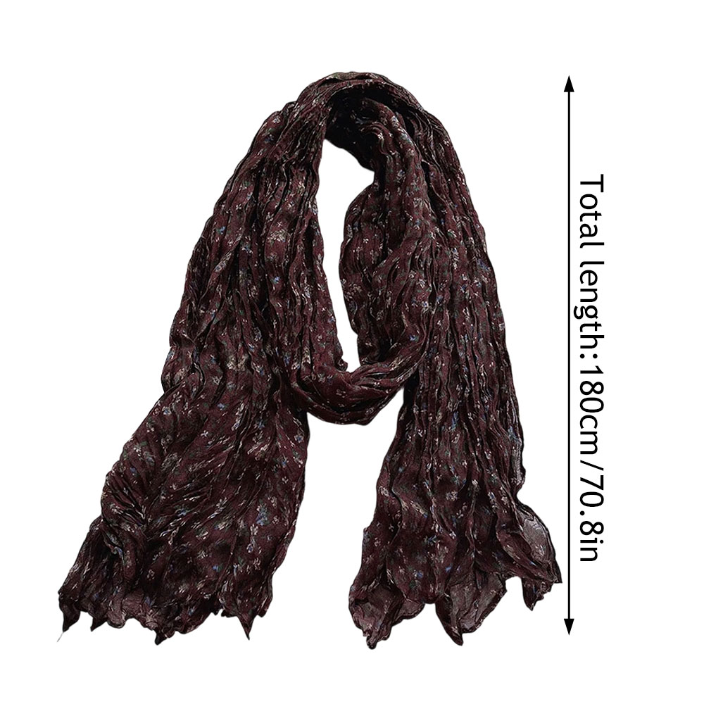 Écharpe florale en coton et lin, foulard quatre saisons, longue bande plissée, Hijab, décor élégant pour femmes, châle anti-rides naturel