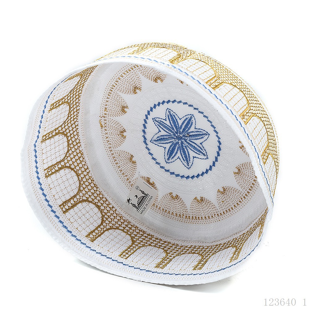 Coton broderie hommes musulmans casquettes de prière loisirs arabie saoudite chapeau islamique hommes foulard Topkippot Turban Islam casquette juive