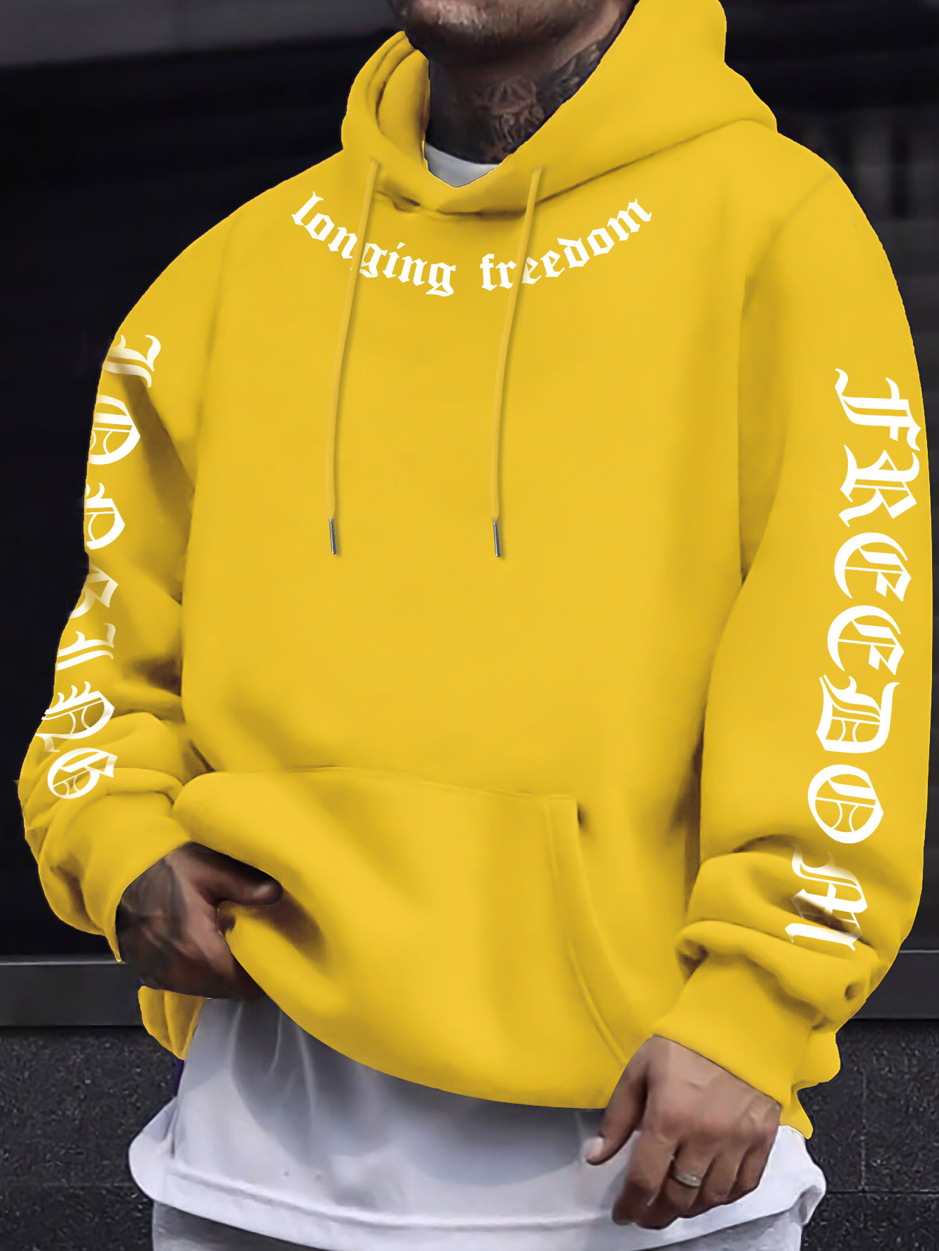 Sweat-shirt à capuche pour hommes, décontracté, motif Longing for Freedom, pull lavable en machine, streetwear printemps et automne