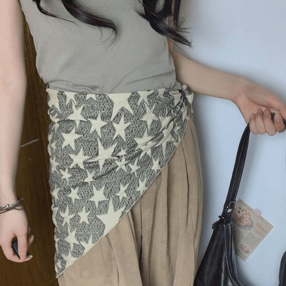 Couvre-chef Style Wasteland étoile écharpe de cheveux Hip Hop enveloppement doux Y2K écharpe de hanche Punk triangulaire tricoté bustier tubulaire filles épicées