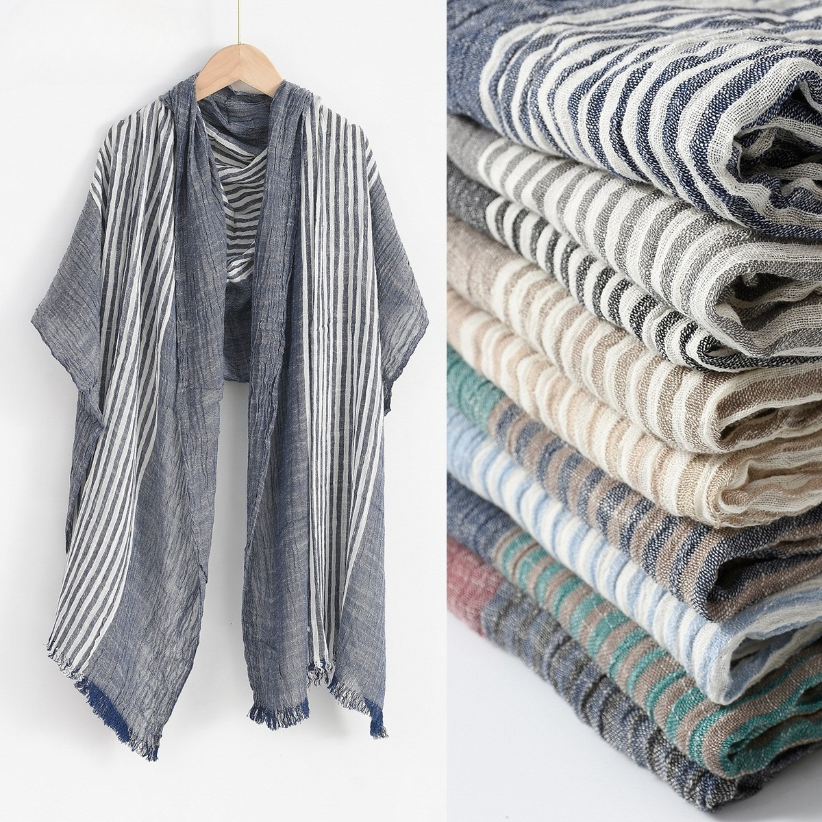 Mode hommes écharpe coton lin rayé foulards automne hiver chaud foulard Pashmina décontracté mâle accessoires Bufandas châles