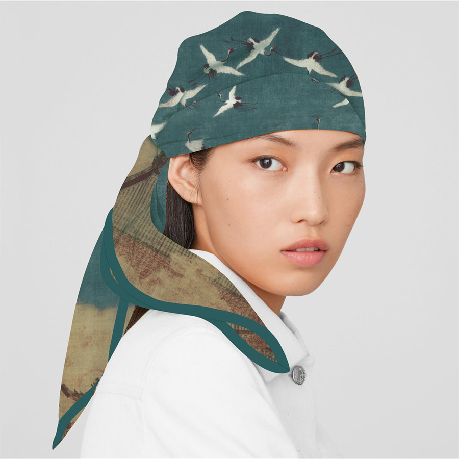 Nouveau Design châle chinois imprimé foulard en soie foulards carrés dame enveloppes foulard femme cou châle enveloppes Echarpes Hijabs 90CM