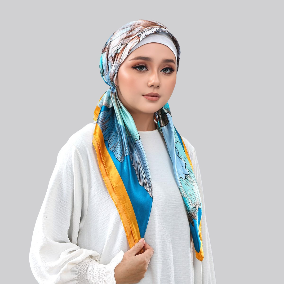 Hijab imprimé pour femmes, hijab carré en satin de soie, hijab musulman tendance en satin de soie, châle antidérapant, foulards doux imprimés 60*22cm