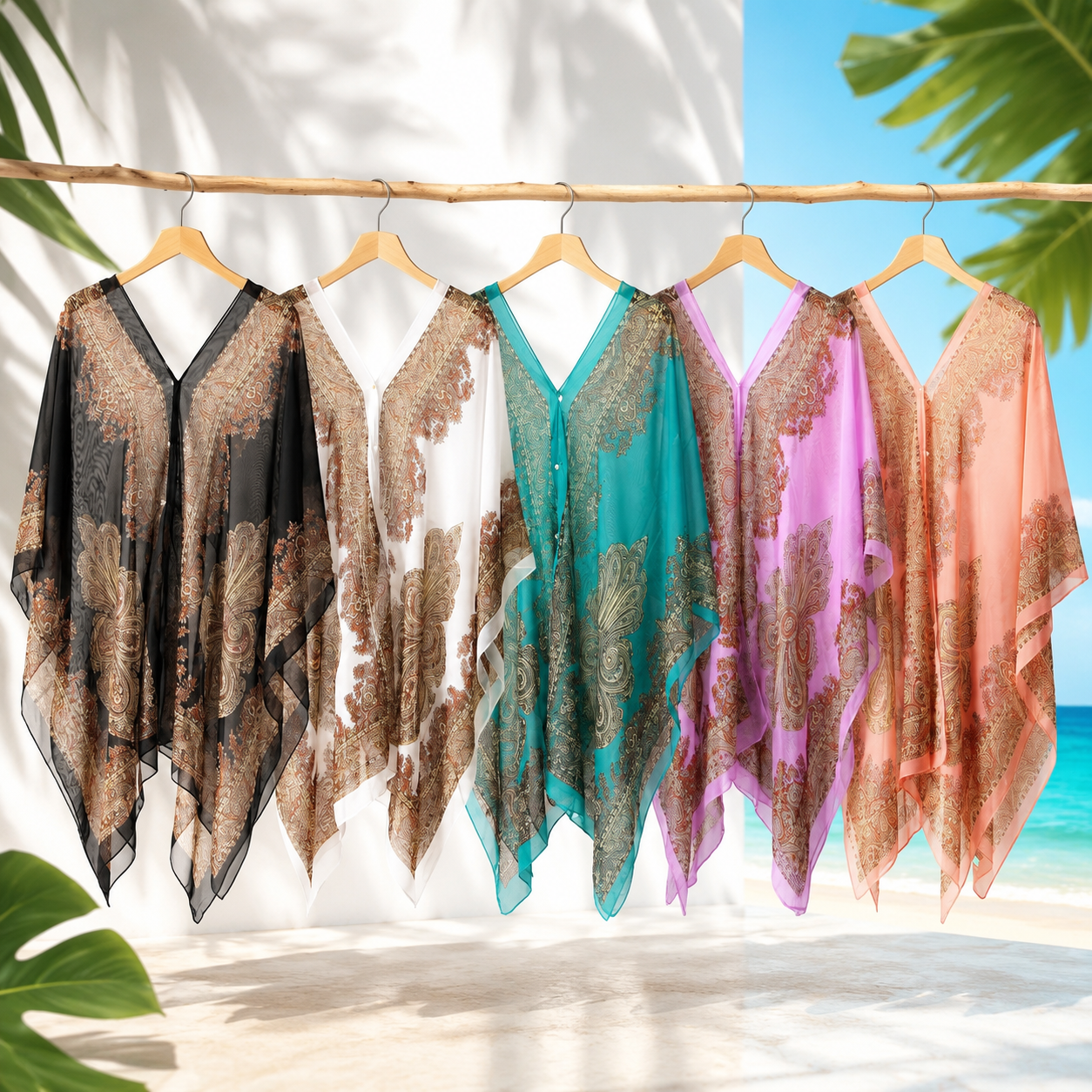 Châle de protection solaire pour la plage, écharpe en mousseline imprimée pour femme, couverture polyvalente pour les vacances, accessoires de plage d'été