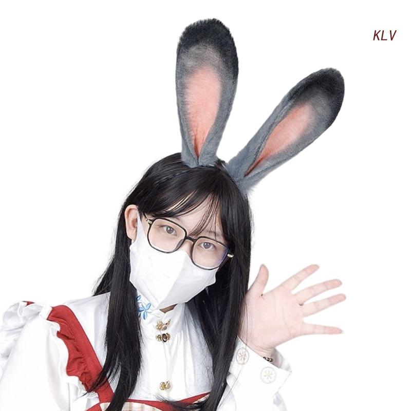 Serre-tête en peluche avec oreilles de lapin pour femme, serre-tête en peluche, idéal pour se laver le visage, idéal pour le printemps