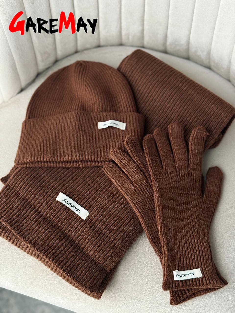 Ensemble bonnet écharpe et gants pour femme, gris, bordeaux, confortable, doux, décontracté, chaud, hiver, 3 pièces