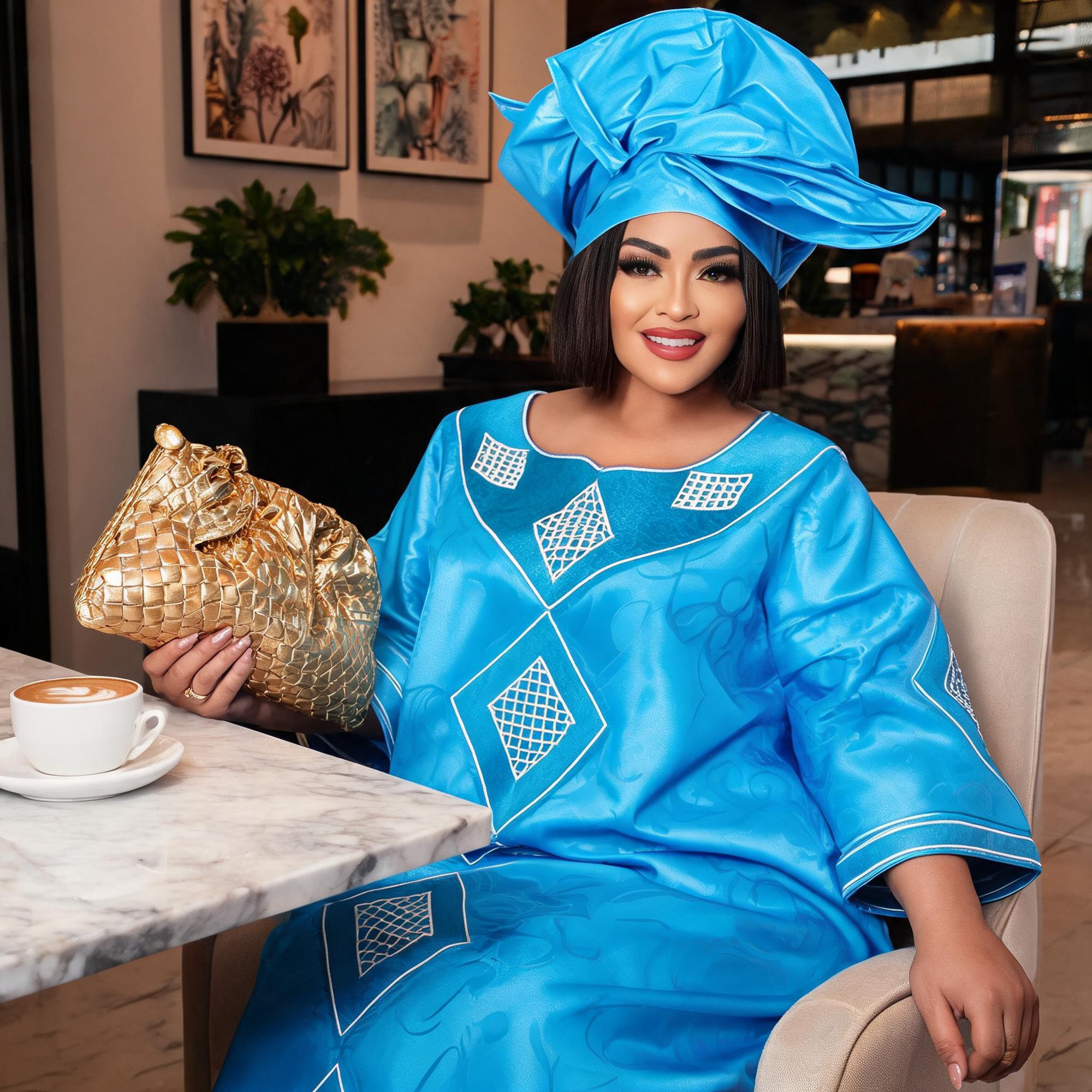 Robes africaines pour femmes grande taille, robe longue avec écharpe, design brodé Bazin Riche